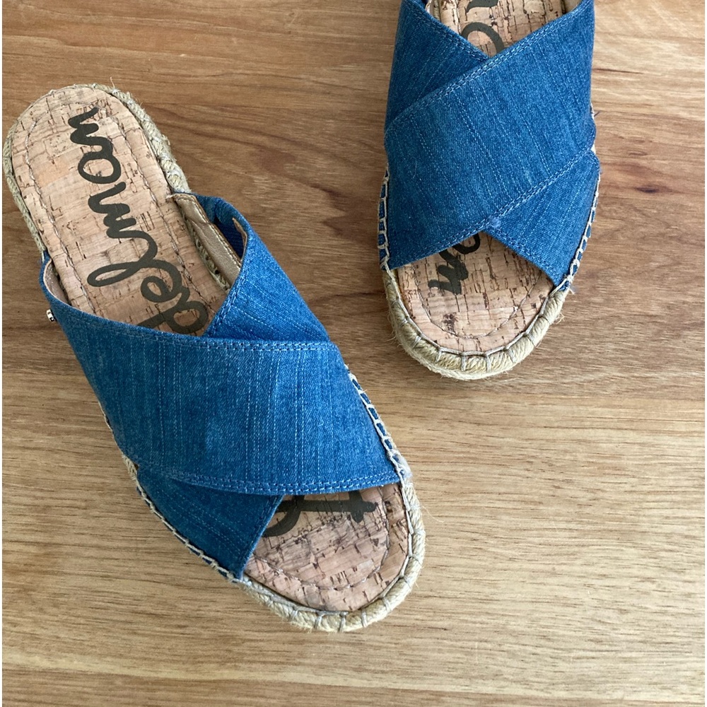 Sam Edelman, denim espadrilles slides.Rare style 6.5 Brand NIB